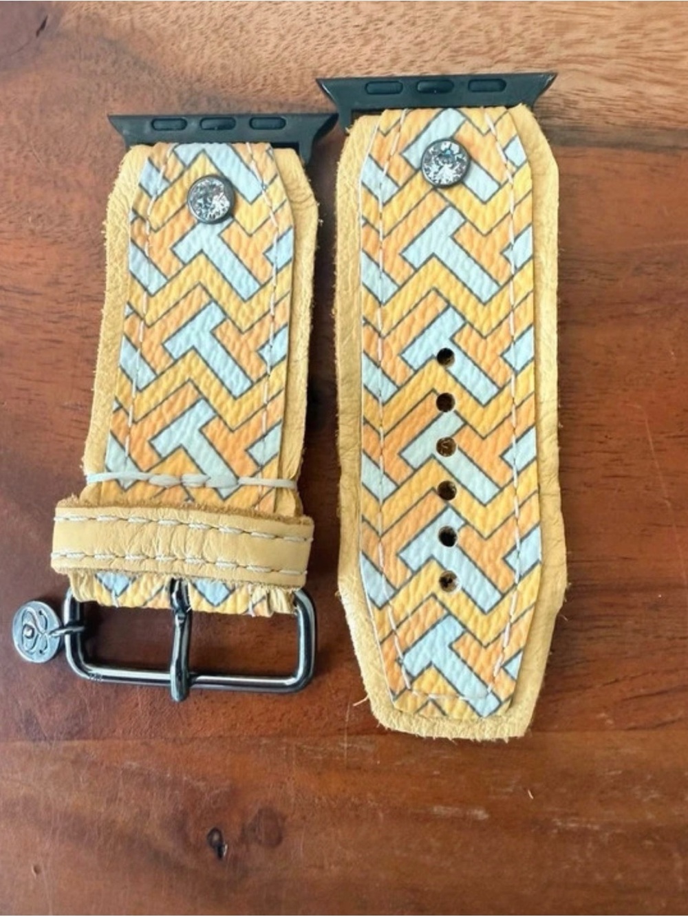 Spark*l Yellow Geometric Leather Apple Watch Band Crystal